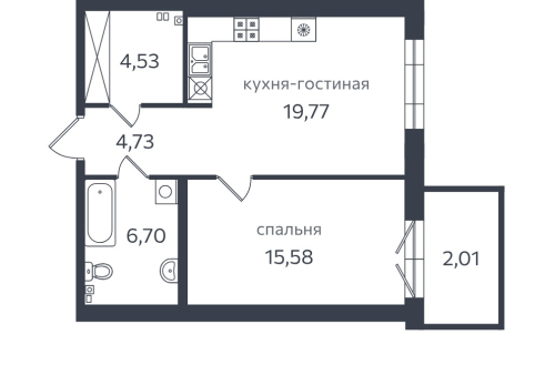 1-комнатная квартира, 53.4 м²; этаж: 1 - купить в Санкт-Петербурге