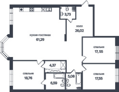 3-комнатная квартира, 166.8 м²; этаж: 3 - купить в Санкт-Петербурге