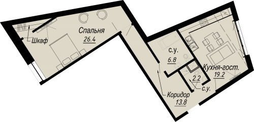 1-комнатная квартира, 68.4 м²; этаж: 3 - купить в Санкт-Петербурге