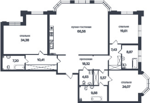 3-комнатная квартира, 225.1 м²; этаж: 2 - купить в Санкт-Петербурге