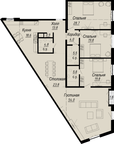 4-комнатная квартира, 204.36 м²; этаж: 4 - купить в Санкт-Петербурге