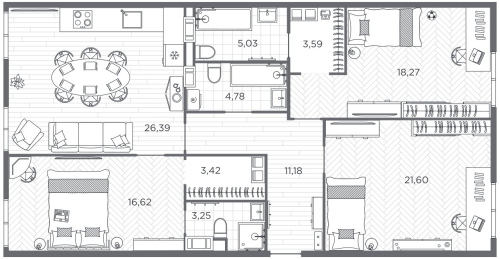 3-комнатная квартира, 114.13 м²; этаж: 7 - купить в Санкт-Петербурге