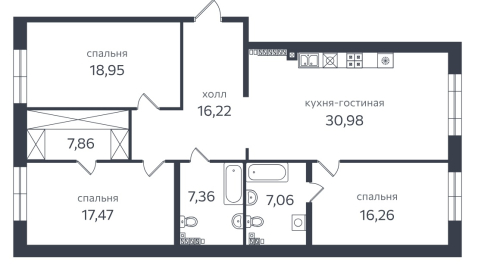 3-комнатная квартира, 127.2 м²; этаж: 3 - купить в Санкт-Петербурге