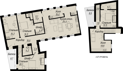 4-комнатная квартира, 168.62 м²; этаж: 7 - купить в Санкт-Петербурге