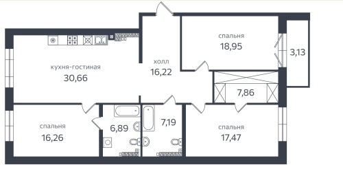 3-комнатная квартира, 126.6 м²; этаж: 6 - купить в Санкт-Петербурге