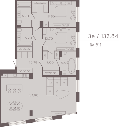 2-комнатная квартира, 132.84 м²; этаж: 4 - купить в Санкт-Петербурге
