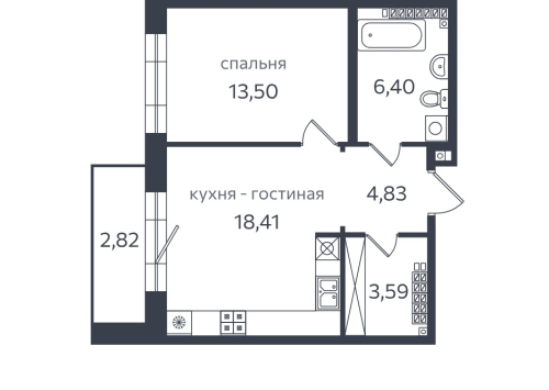 1-комнатная квартира, 48 м²; этаж: 7 - купить в Санкт-Петербурге
