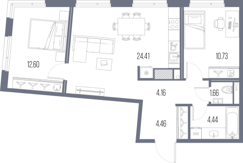 2-комнатная квартира, 62.48 м²; этаж: 10 - купить в Санкт-Петербурге