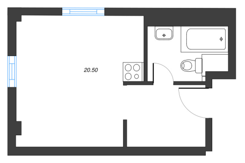 1-комнатная квартира, 20.5 м²; этаж: 3 - купить в Санкт-Петербурге