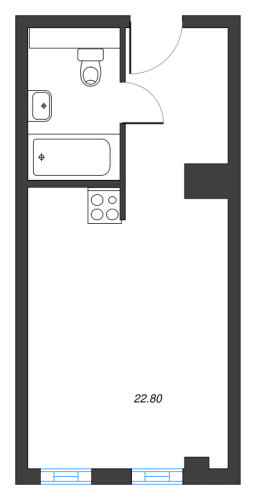 1-комнатная квартира, 22.7 м²; этаж: 3 - купить в Санкт-Петербурге