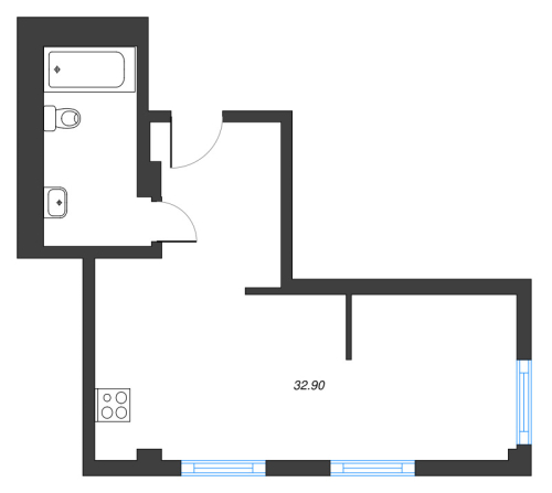 1-комнатная квартира, 33 м²; этаж: 8 - купить в Санкт-Петербурге