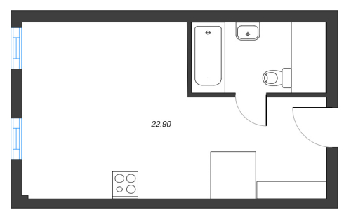 1-комнатная квартира, 22.9 м²; этаж: 6 - купить в Санкт-Петербурге