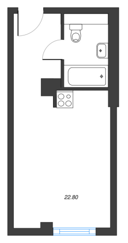 1-комнатная квартира, 22.8 м²; этаж: 3 - купить в Санкт-Петербурге