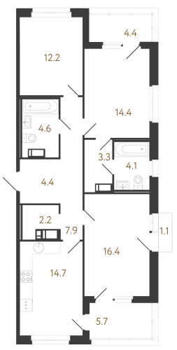 1-комнатная квартира, 33.6 м²; этаж: 5 - купить в Санкт-Петербурге