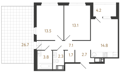 2-комнатная квартира, 59 м²; этаж: 9 - купить в Санкт-Петербурге