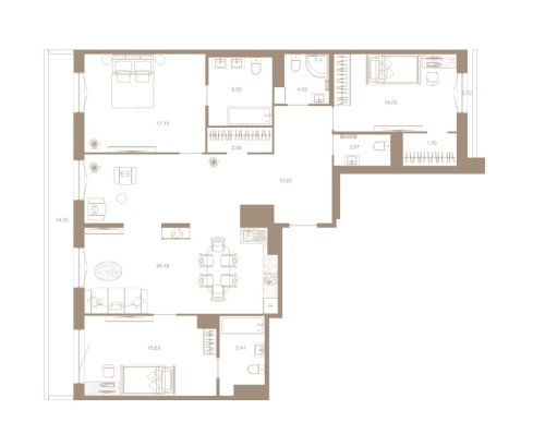 3-комнатная квартира, 131.2 м²; этаж: 7 - купить в Санкт-Петербурге