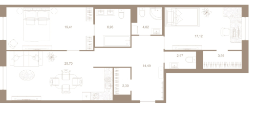 2-комнатная квартира, 96.5 м²; этаж: 3 - купить в Санкт-Петербурге