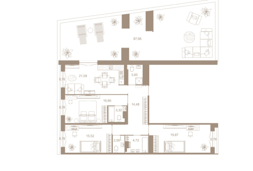 3-комнатная квартира, 127.7 м²; этаж: 8 - купить в Санкт-Петербурге