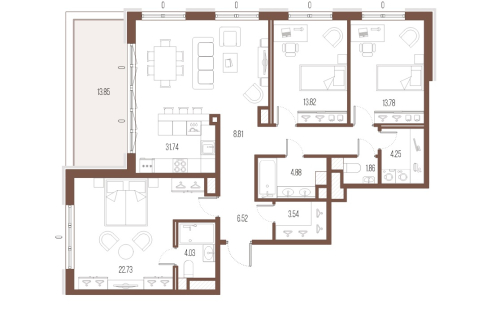 3-комнатная квартира, 114.5 м²; этаж: 9 - купить в Санкт-Петербурге