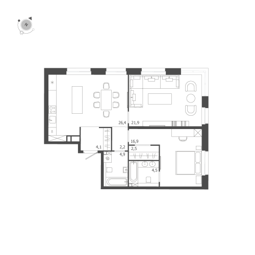 2-комнатная квартира, 83.4 м²; этаж: 5 - купить в Санкт-Петербурге