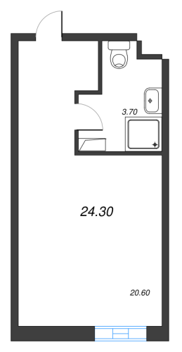 1-комнатная квартира, 24.5 м²; этаж: 10 - купить в Санкт-Петербурге