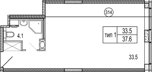 1-комнатная квартира, 37.6 м²; этаж: 5 - купить в Санкт-Петербурге