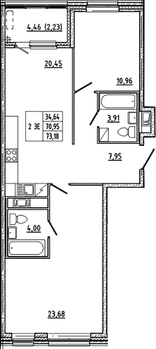 2-комнатная квартира, 73.18 м²; этаж: 5 - купить в Санкт-Петербурге