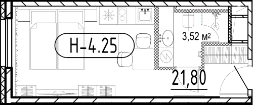 1-комнатная квартира, 21.94 м²; этаж: 9 - купить в Санкт-Петербурге