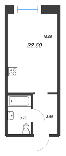 1-комнатная квартира, 22.6 м²; этаж: 3 - купить в Санкт-Петербурге