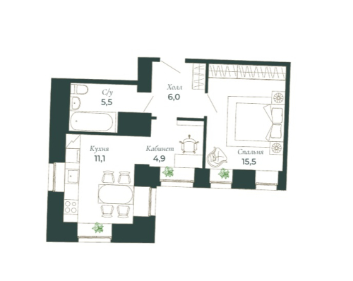 1-комнатная квартира, 43 м²; этаж: 7 - купить в Санкт-Петербурге