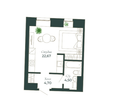 1-комнатная квартира, 32.8 м²; этаж: 7 - купить в Санкт-Петербурге