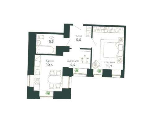 1-комнатная квартира, 41.4 м²; этаж: 5 - купить в Санкт-Петербурге