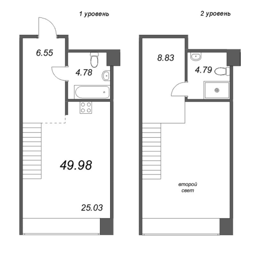 1-комнатная квартира №53 в: Avant: 49.98 м²; этаж: 4 - купить в Санкт-Петербурге