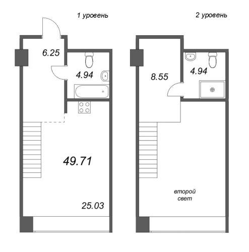 1-комнатная квартира №53 в: Avant: 49.71 м²; этаж: 4 - купить в Санкт-Петербурге