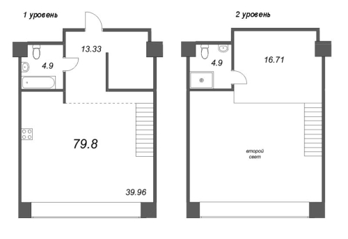 1-комнатная квартира №53 в: Avant: 79.8 м²; этаж: 2 - купить в Санкт-Петербурге