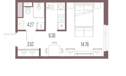 1-комнатная квартира №8 в: Legenda Васильевского: 28.85 м²; этаж: 8 - купить в Санкт-Петербурге