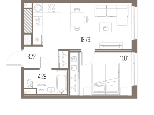 1-комнатная квартира, 37.81 м²; этаж: 9 - купить в Санкт-Петербурге