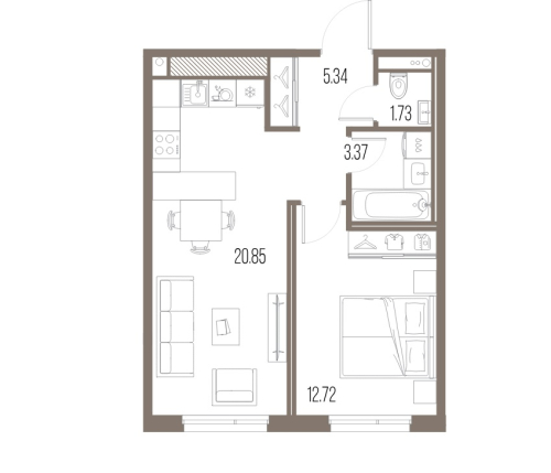 1-комнатная квартира, 44.01 м²; этаж: 8 - купить в Санкт-Петербурге