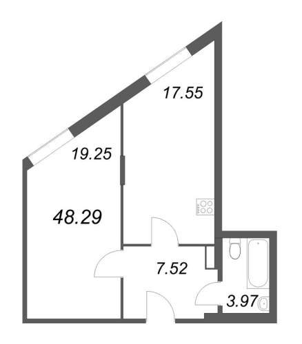 1-комнатная квартира №127 в: Лиговский, 127: 18.43 м²; этаж: 10 - купить в Санкт-Петербурге
