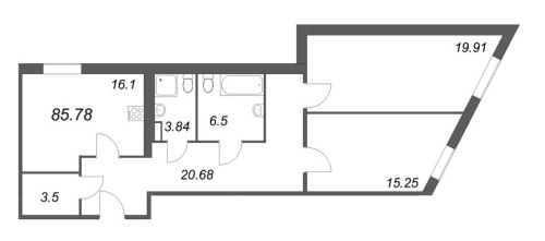 2-комнатная квартира, 85.78 м²; этаж: 4 - купить в Санкт-Петербурге