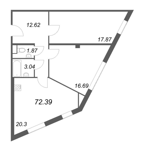 1-комнатная квартира, 25.55 м²; этаж: 5 - купить в Санкт-Петербурге
