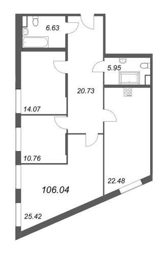 1-комнатная квартира, 38.46 м²; этаж: 3 - купить в Санкт-Петербурге
