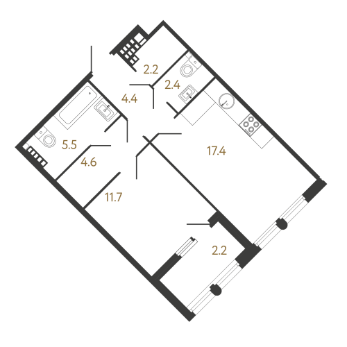 1-комнатная квартира, 48.2 м²; этаж: 6 - купить в Санкт-Петербурге