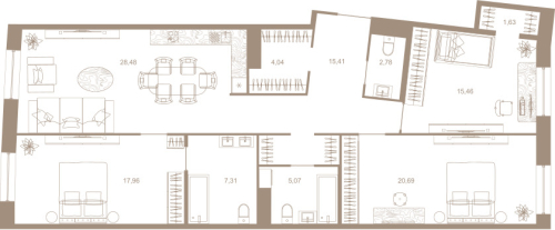 3-комнатная квартира, 118.83 м²; этаж: 3 - купить в Санкт-Петербурге