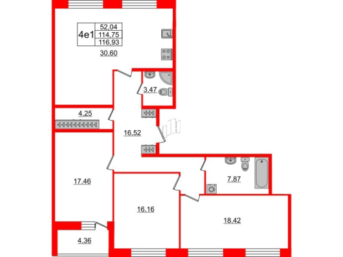 3-комнатная квартира, 114.9 м²; этаж: 2 - купить в Санкт-Петербурге