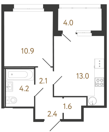 1-комнатная квартира, 34.2 м²; этаж: 3 - купить в Санкт-Петербурге