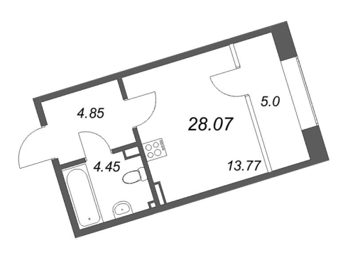 1-комнатная квартира, 28.82 м²; этаж: 4 - купить в Санкт-Петербурге