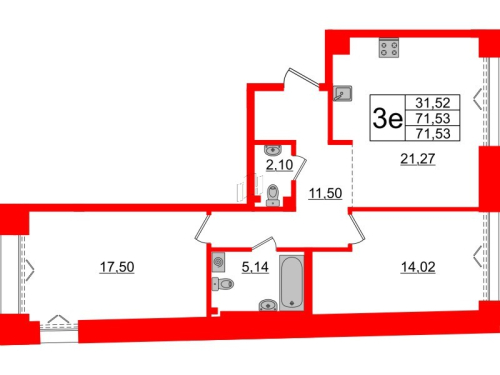 2-комнатная квартира, 71.53 м²; этаж: 4 - купить в Санкт-Петербурге