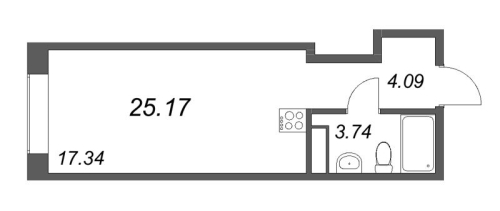1-комнатная квартира, 25.93 м²; этаж: 6 - купить в Санкт-Петербурге