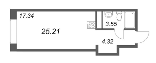 1-комнатная квартира, 28.35 м²; этаж: 7 - купить в Санкт-Петербурге